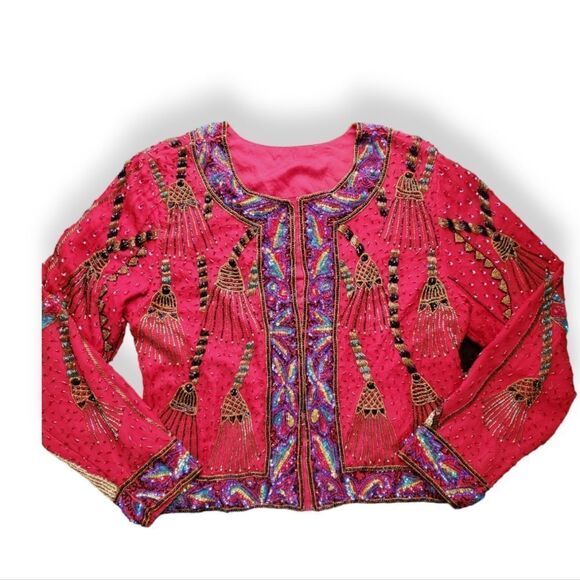 Vintage red beaded jacket - Picture 15 of 16